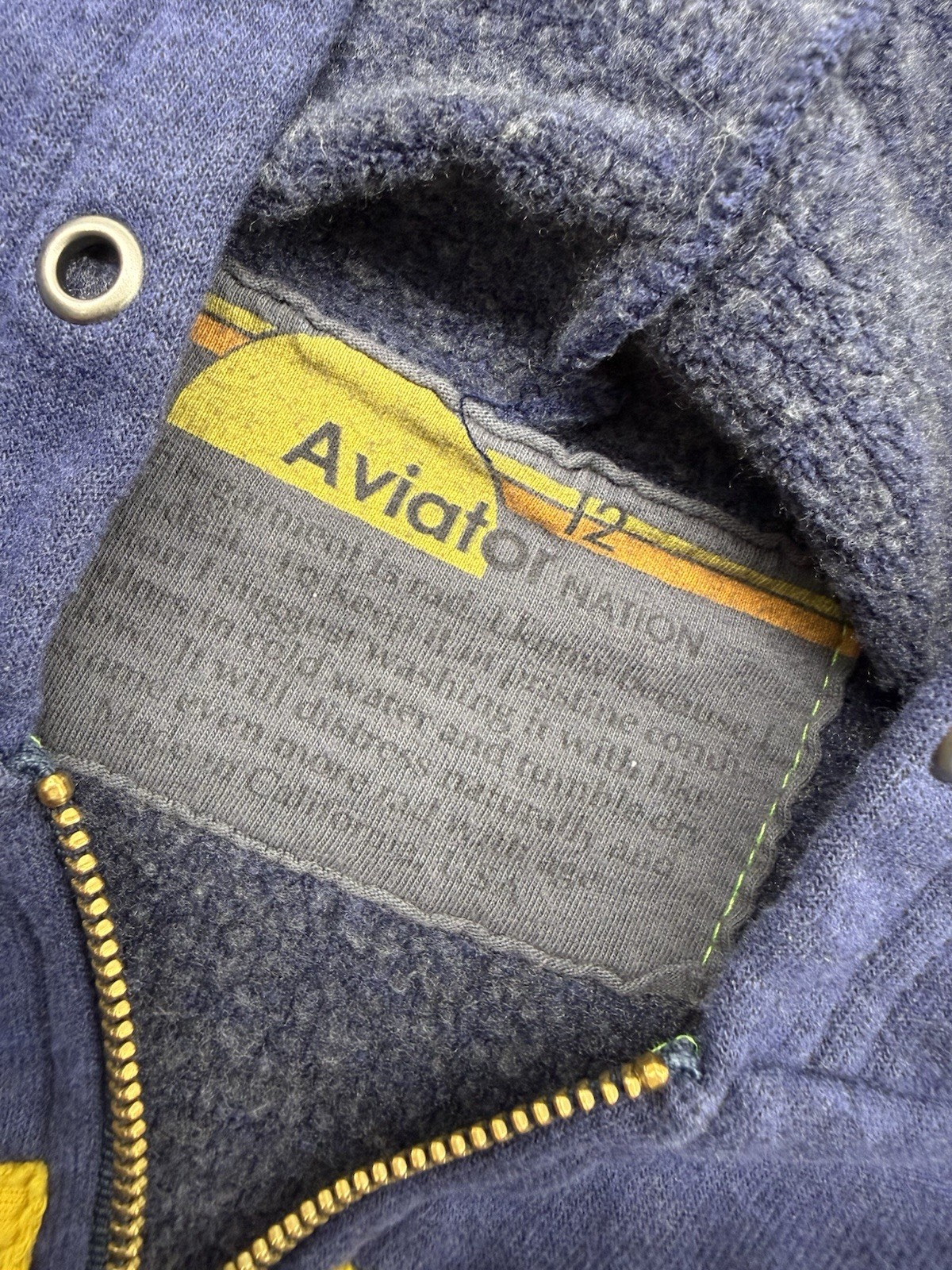 Aviator Nation Youth 12 5-Stripe Zip Up Hoodie Heather Blue Retro Rainbow Kids