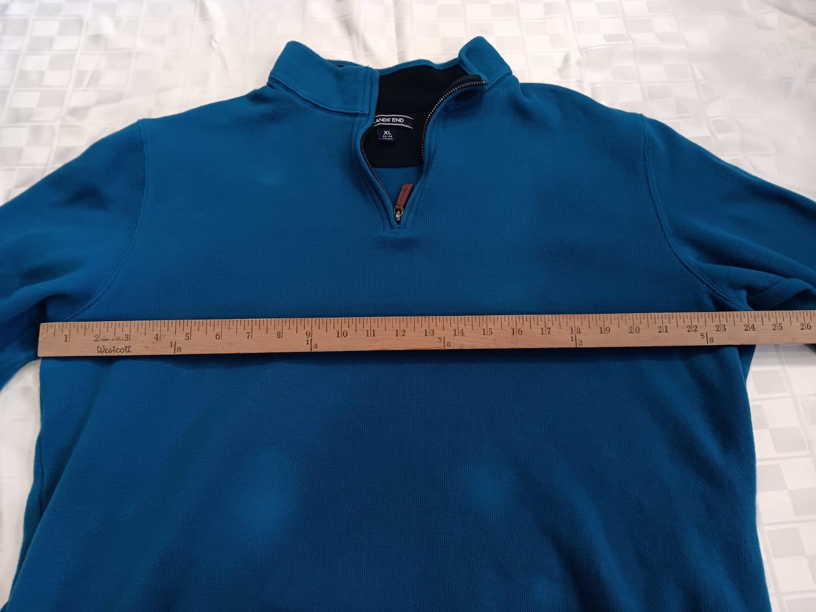Men’s Lands’ End Blue XL 1/4 Zip Pullover Sweater 100% Baumwolle/Cotton