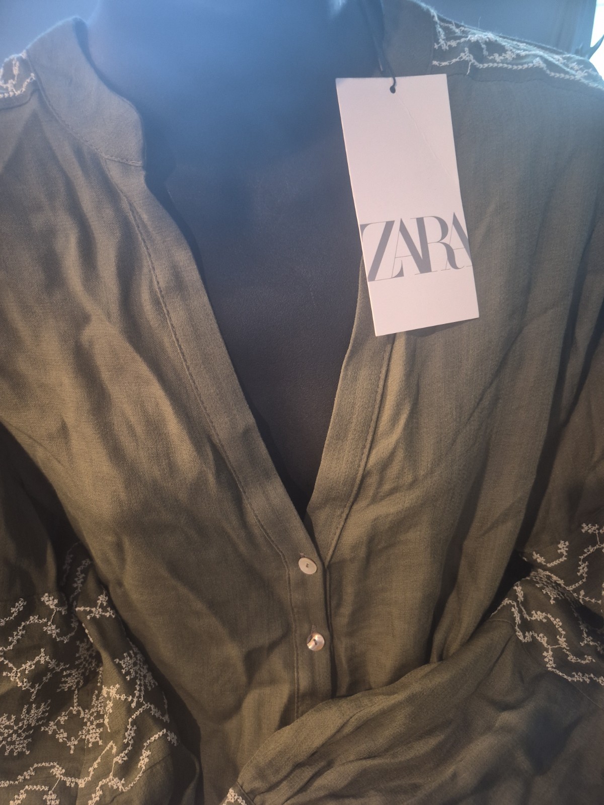 women long sleeve olive green shirt Zara size S