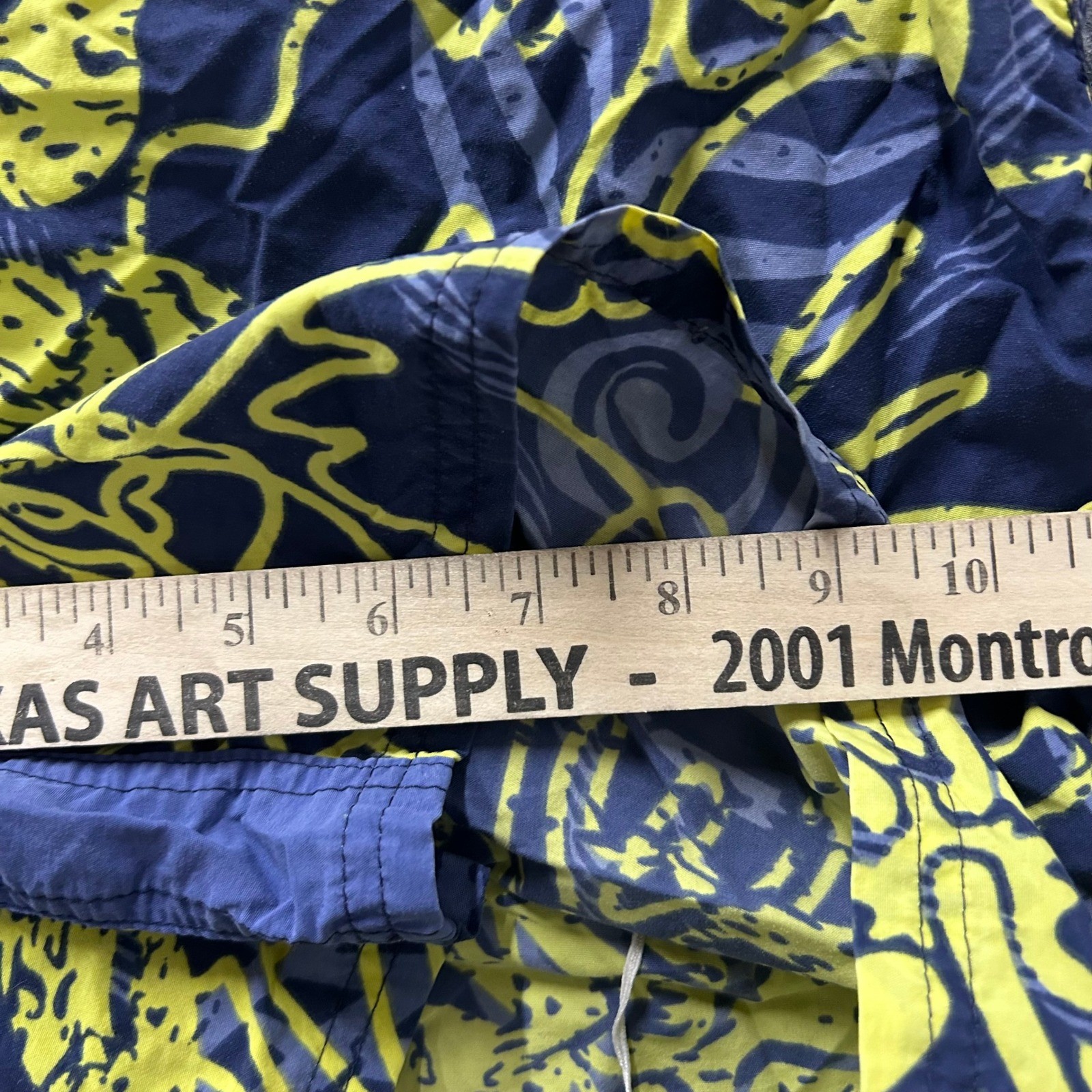 Sand N Sun Swim Trunks Mens Size L Navy Yellow Hibiscus Floral Mesh Lined Beach