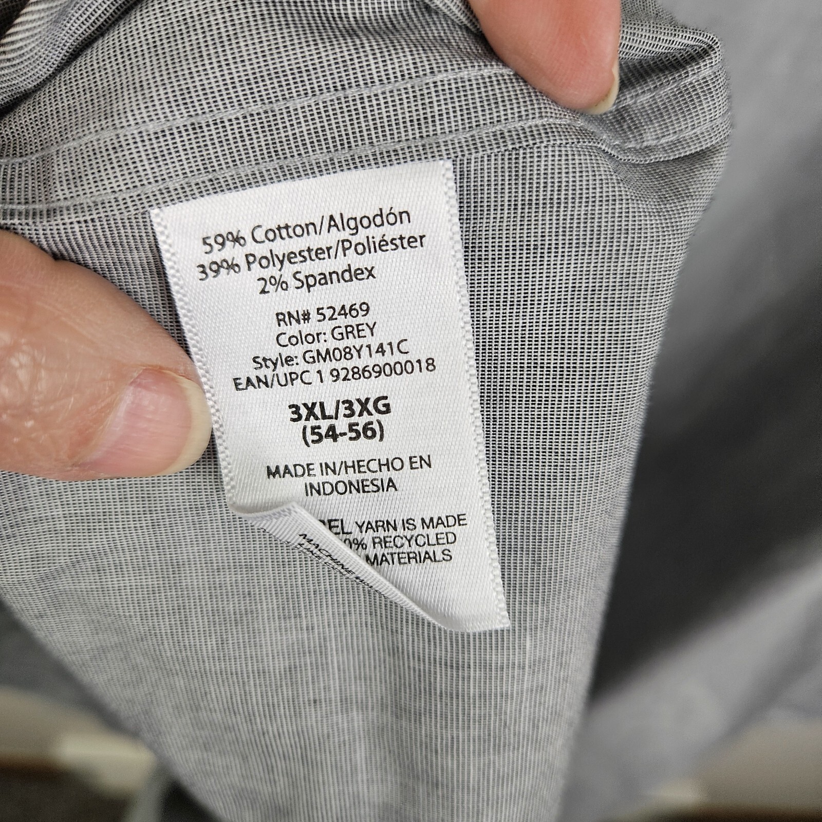 [g] George Classic Fit Button-Up Shirt Men’s Size 3XL Long Sleeve Oxford Gray