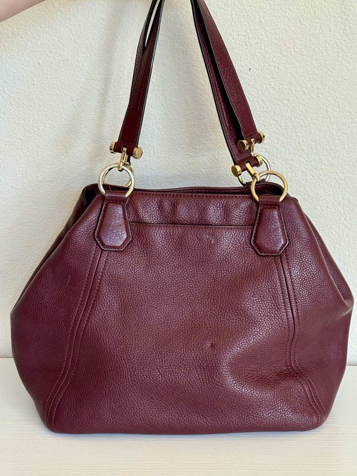 Michael Kors Burgundy Frances Pebbled Leather Shoulder Bag