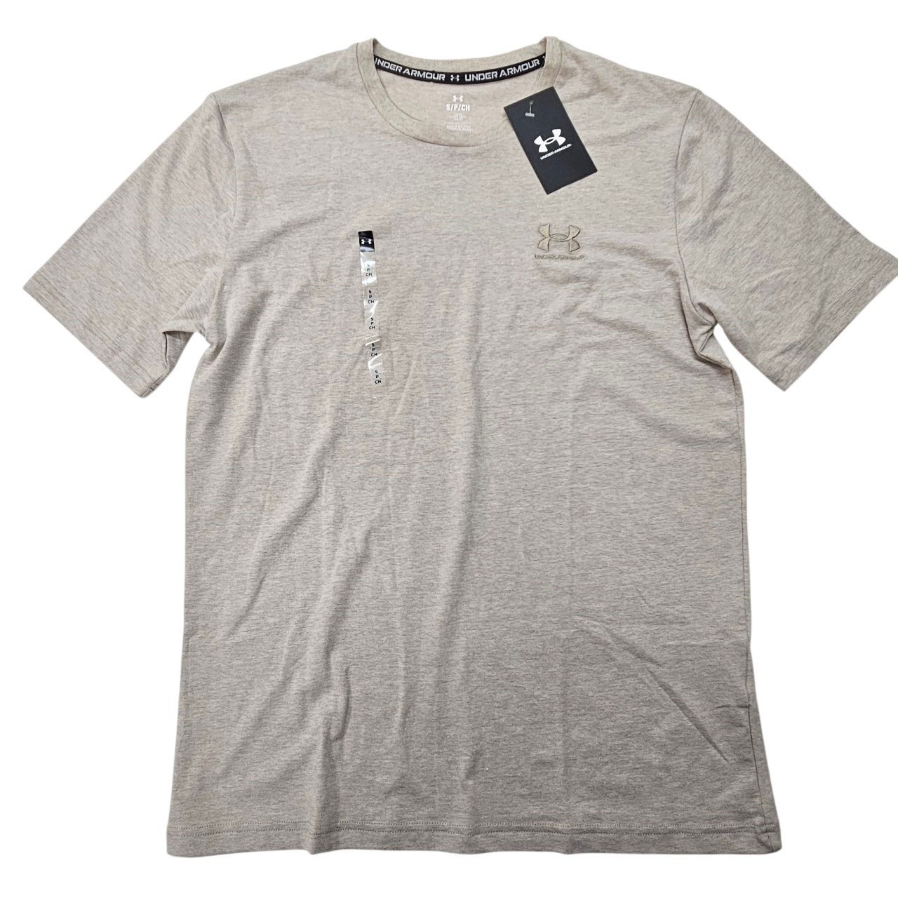 Under Armour Mens Loose Fit Icon T Shirt S/P/CH Beige Short Sleeve Crew Neck