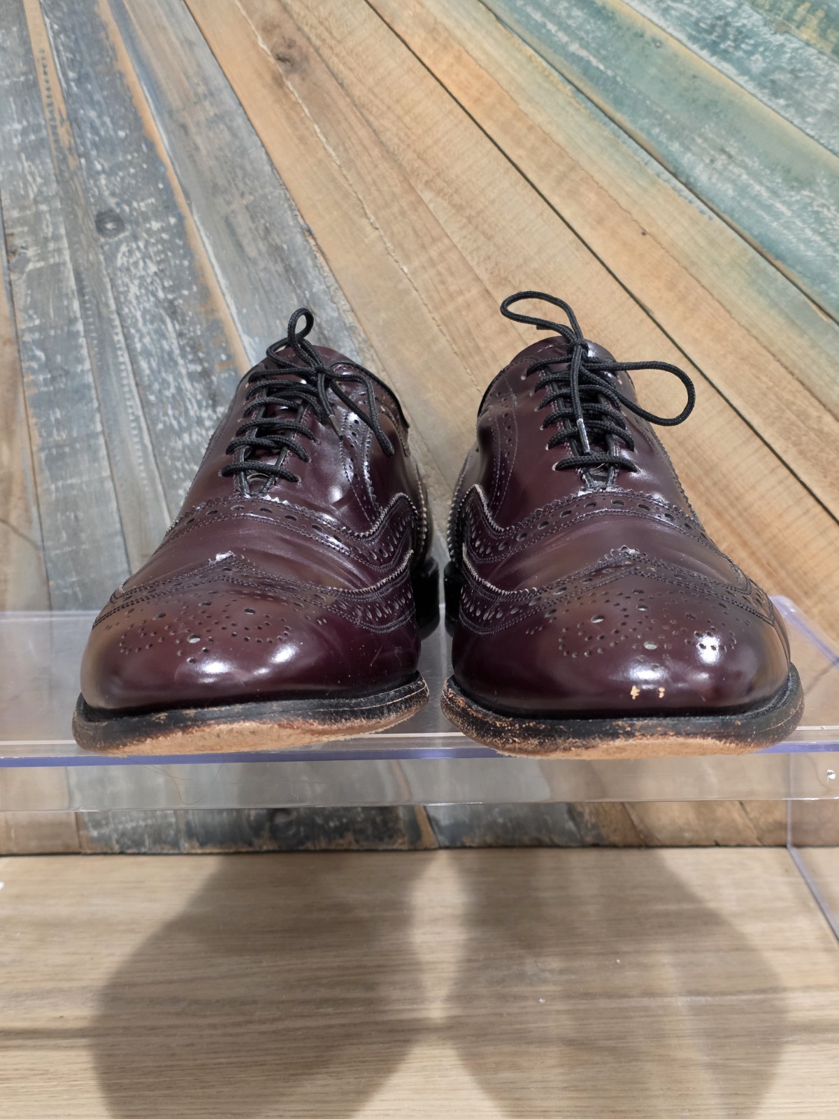 Allen Edmonds McAllister Wingtip Oxfords Burgundy 9 EEE USA Leather Wide