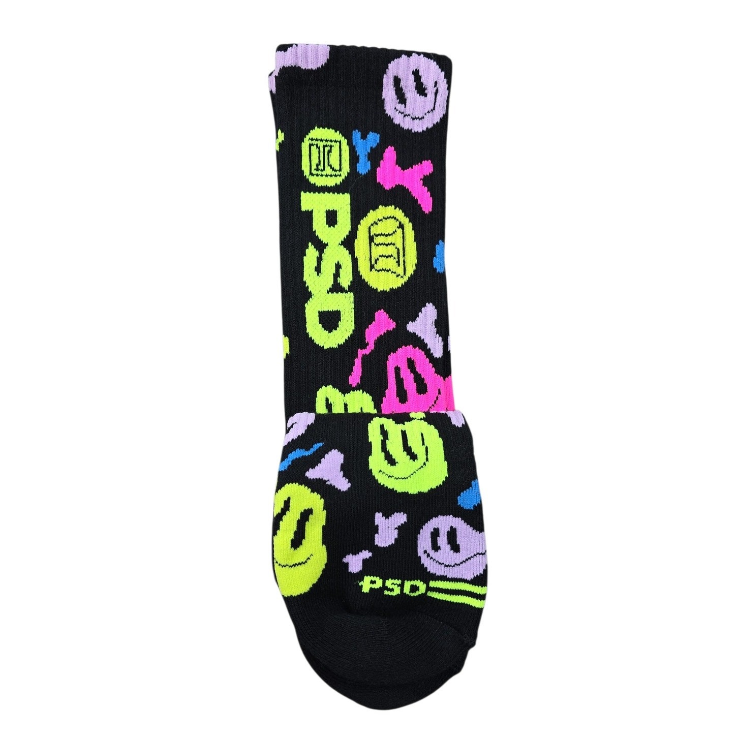 PSD Smiley Face Crew Socks Mens 6-12.5 Graphic Multicolor Novelty Streetwear NWT