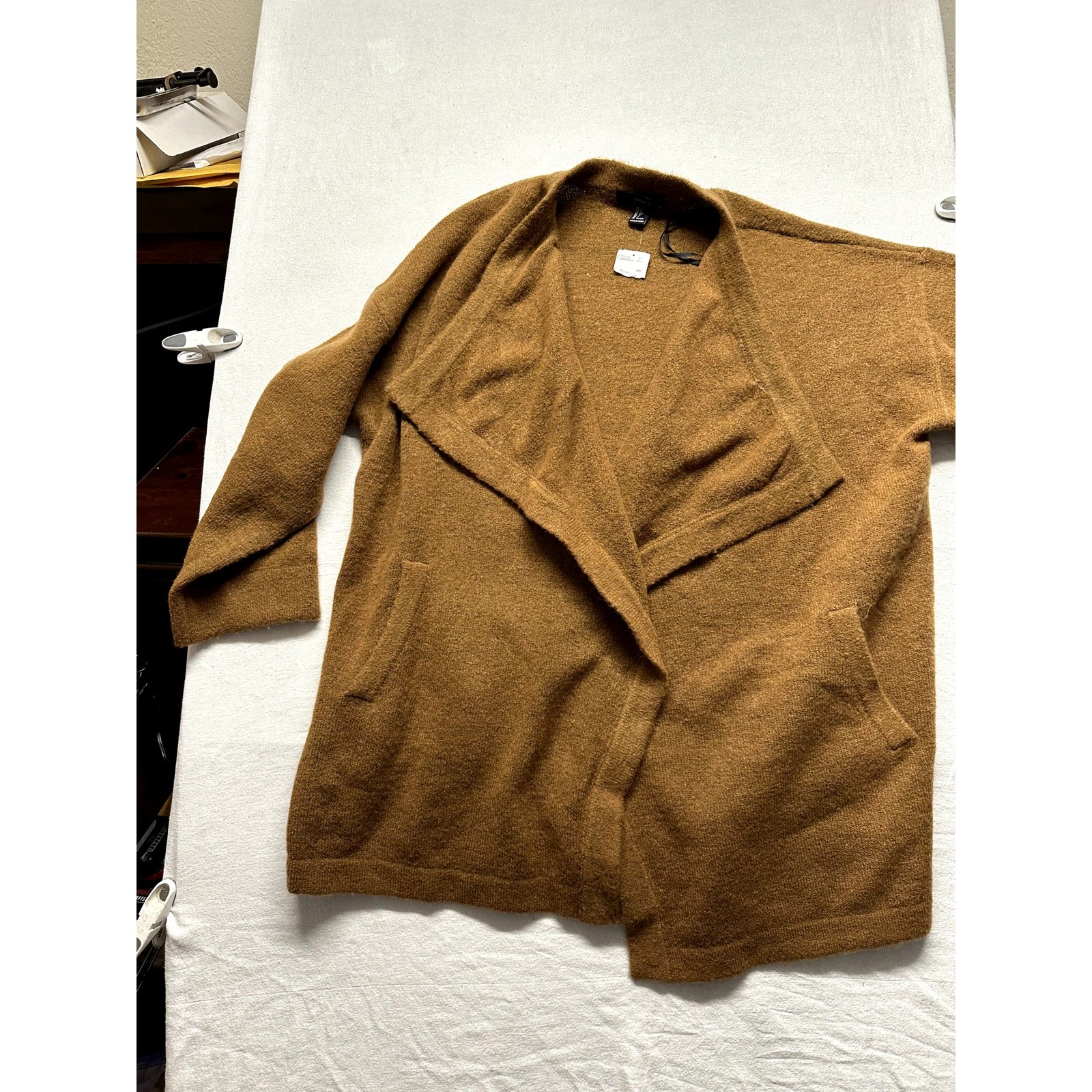 Forever 21 Brown Oversized Open Front Cardigan Sweater Coatigan Women’s Size L