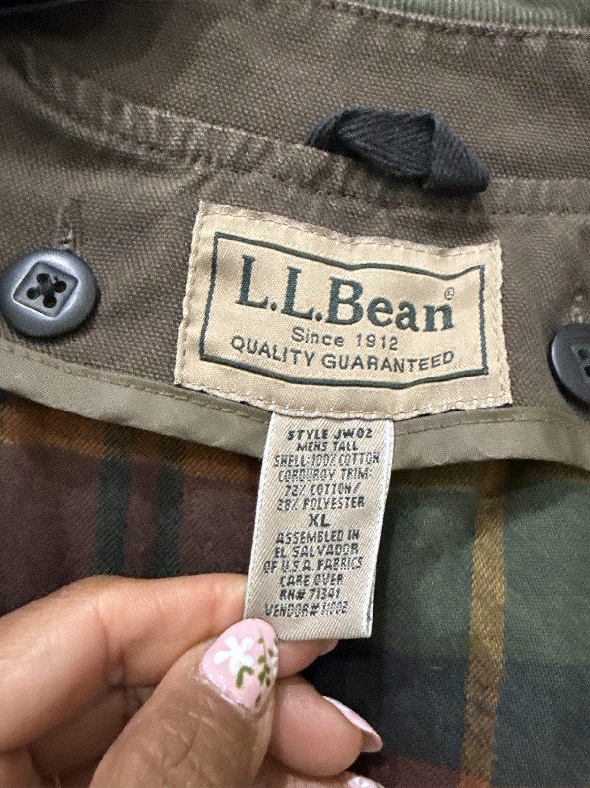 LL Bean Mens Size XLT TALL Brown Canvas Lined Insulated Barn Chore Coat Jacket