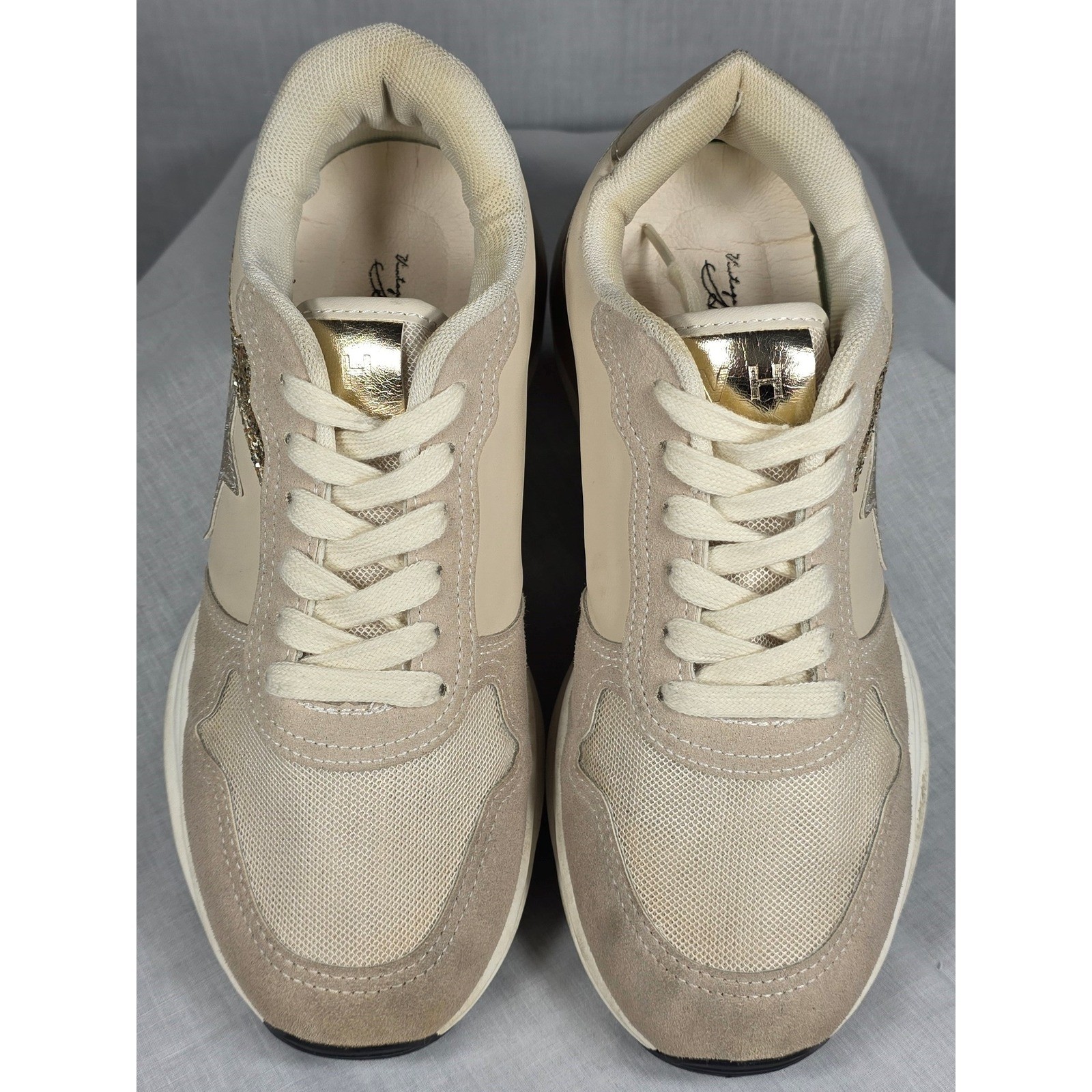 Vintage Havana Gadol Beige Tan Gold Glitter Star Sneakers VH EST 1954 Womens 7.5