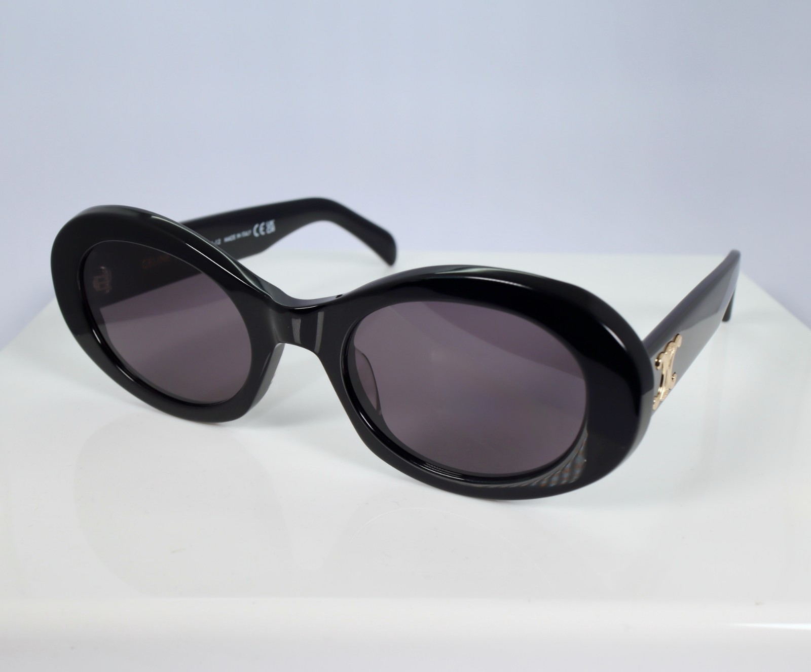 Celine CL40194U 01A 52mm Round Black Sunglasses with Grey Lens
