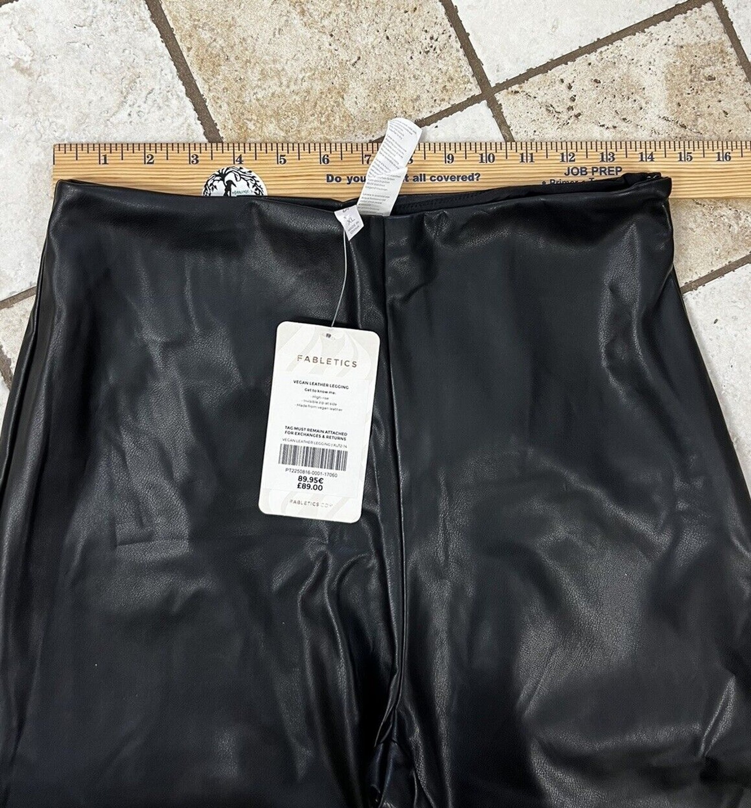 Fabletics Women’s Vegan Leather Pull-On Leggings Black Side Zip XL NWT Stretch
