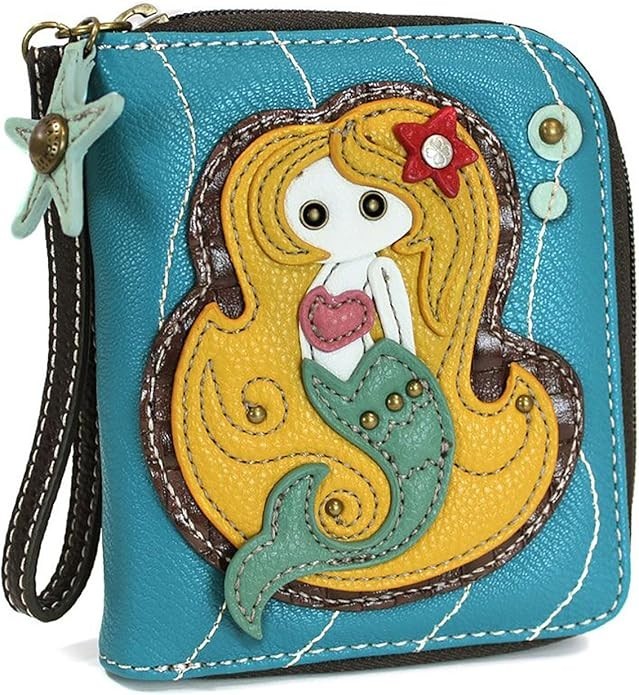 Chala Zip Around Faux Leather Wallet Credit Card Wristlet – Mermaid, Blue NWT