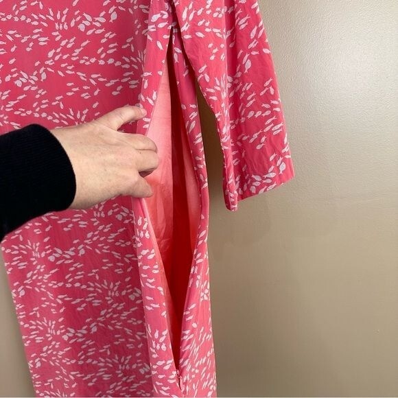Britt Ryan Pink Silk 3/4 Sleeve Fish Print Dress 6 Resort Preppy Novelty Coastal