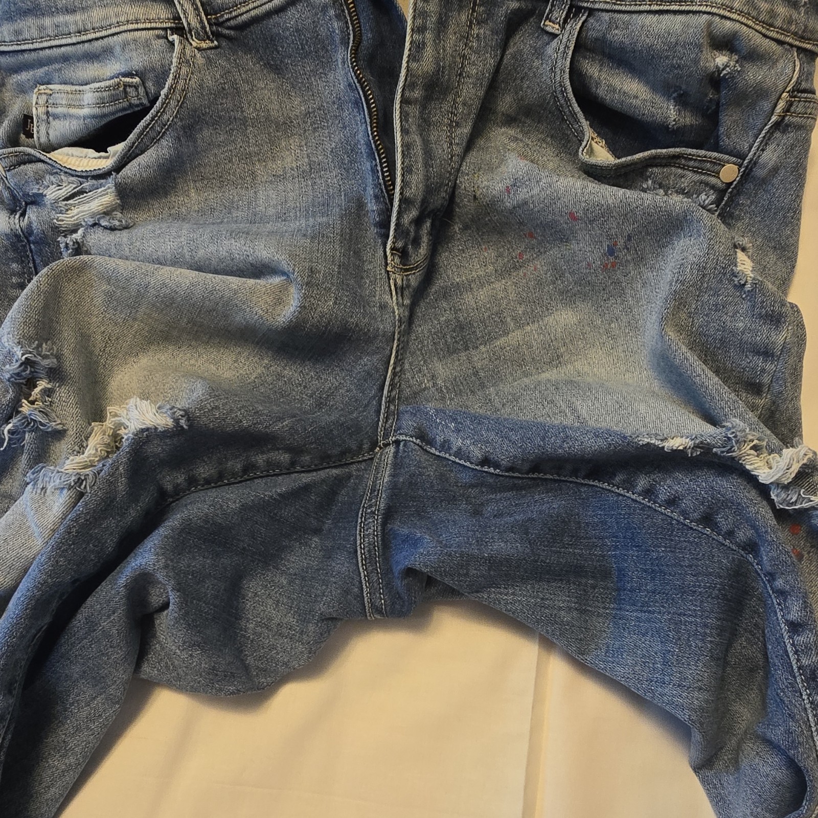 Judy Blue Jeans Boyfriend Fit Distressed Paint Spatter Light Wash Women 18W