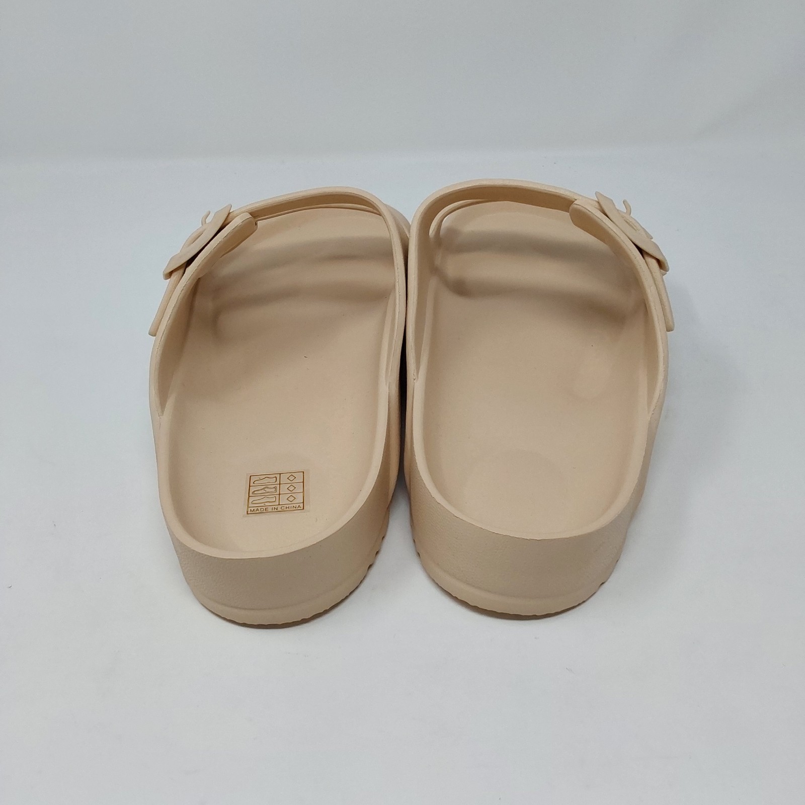 Women’s Double Buckle Comfort Slide Sandals Beige Size EU 40 US 9-9.5