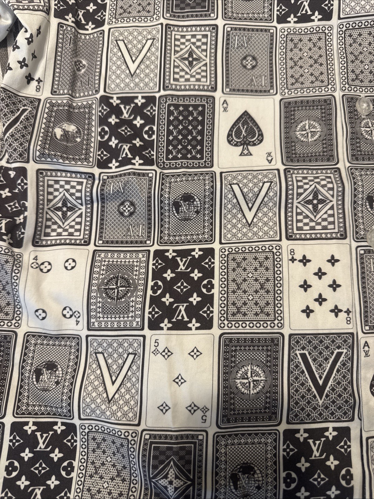 Louis Vuitton Playing Card Print Button Shirt Mens Large L Japan Rare Kim Jones