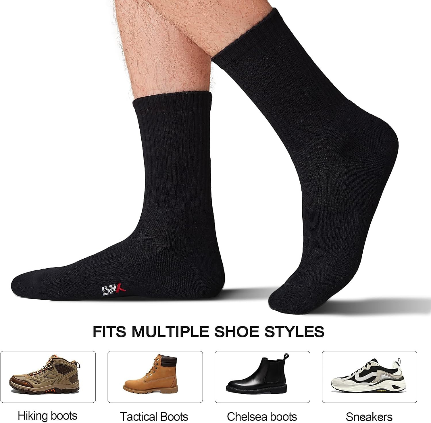 Men’S Bamboo Viscose Athletic Crew Socks, Thick Cushioned, Seamless Toe, Moistur