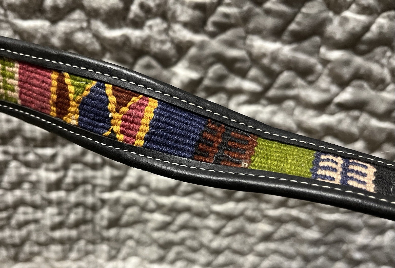 Black & Multicolor Geometric Woven Inlay Bohemian Belt 45 inches
