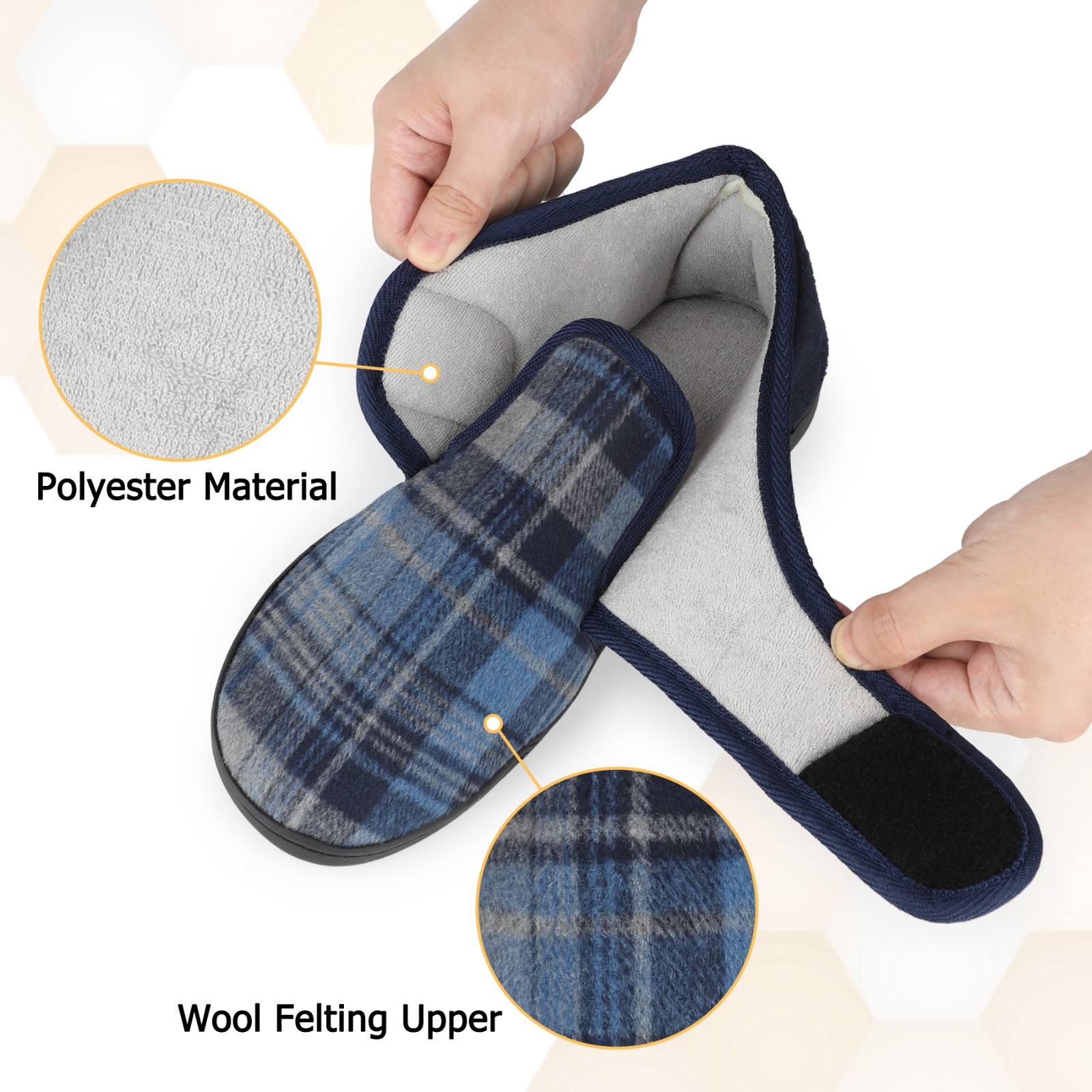 riemot Mens Warm Winter Slippers Non-slip Swollen Feet Edema House Shoes