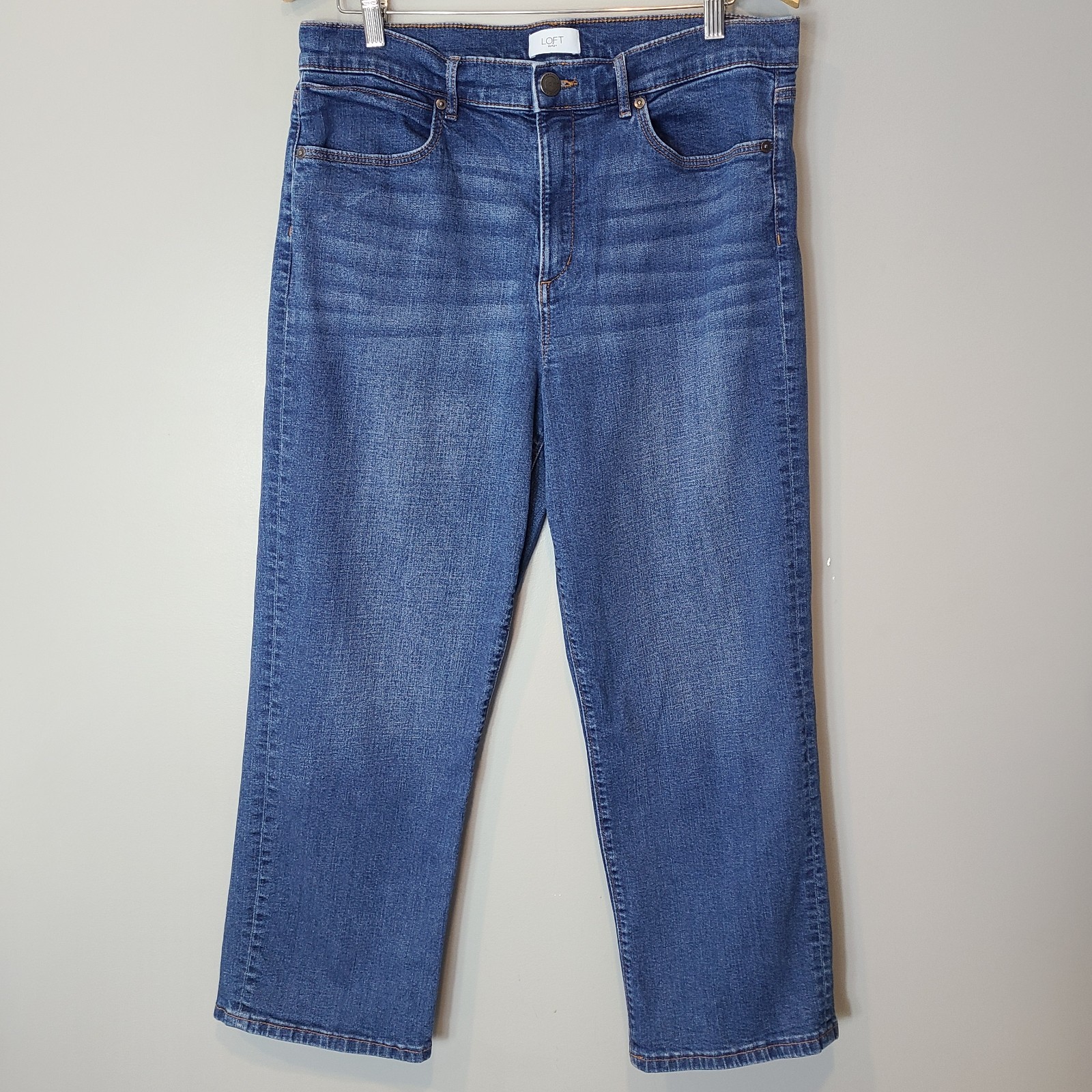Loft Women Jeans 32/14 Blue Denim Stretch High Rise Straight Leg Casual Blue