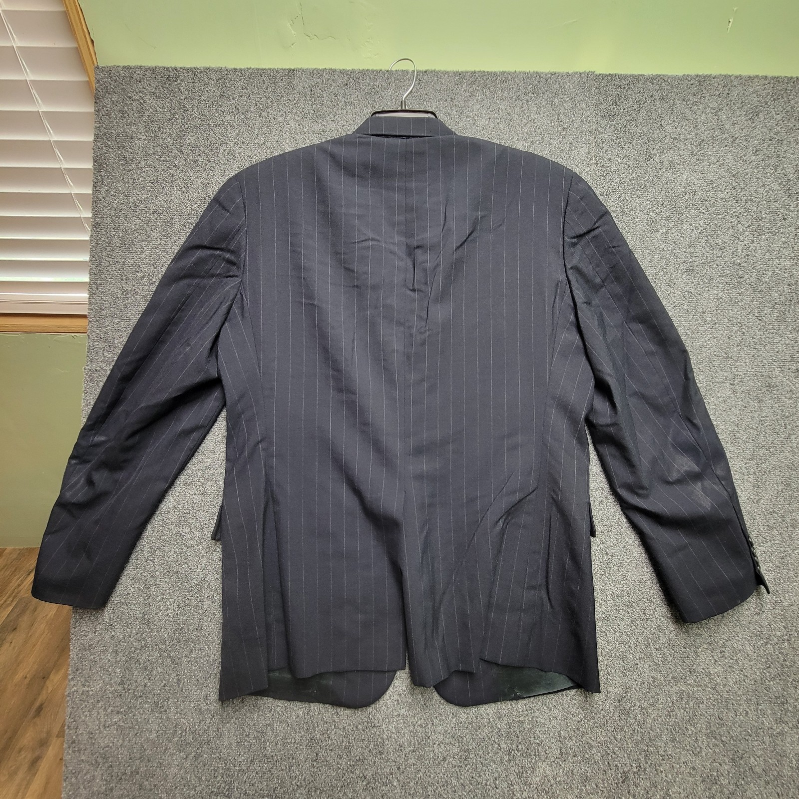VTG Tom James Corporate Image Blazer Mens 46 Blue Pinstripe 2 Button Jacket