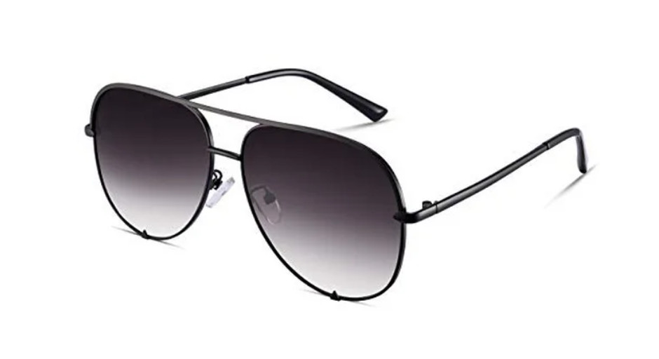 EYERNO Black and Grey Mirrored Aviator UV400 Sunglasses for Men and Women