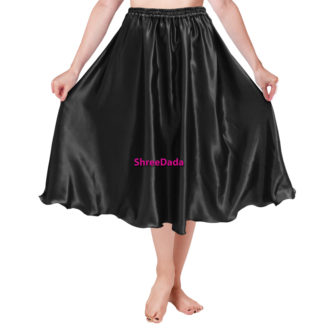 Satin Maxi Skirts 24″ Long Belly Dance Tribal Half Circle Jupe Robe Gypsy Women