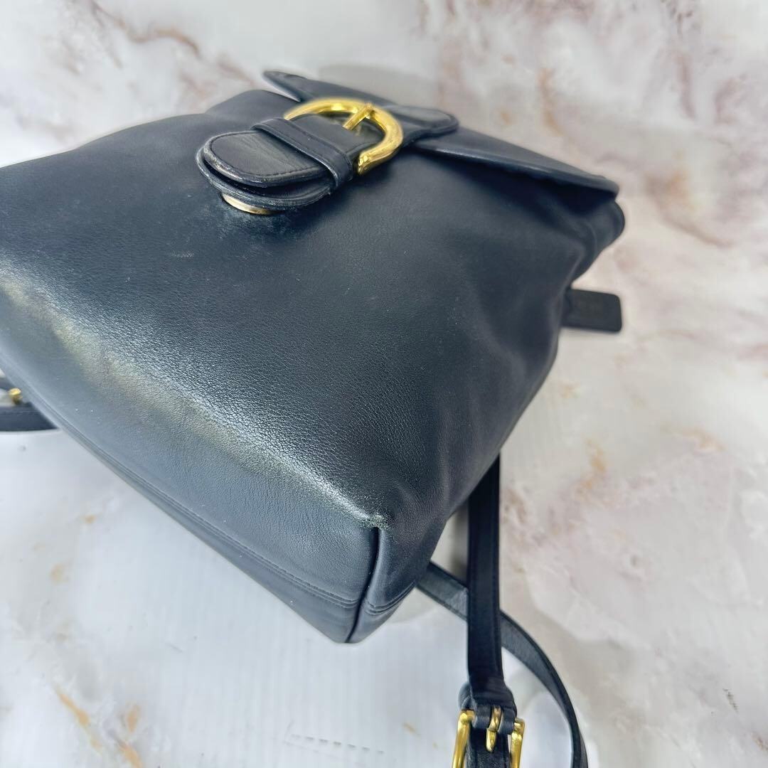 Coach Black Leather Mini Backpack USA Made 4152 Logo Charm Auth