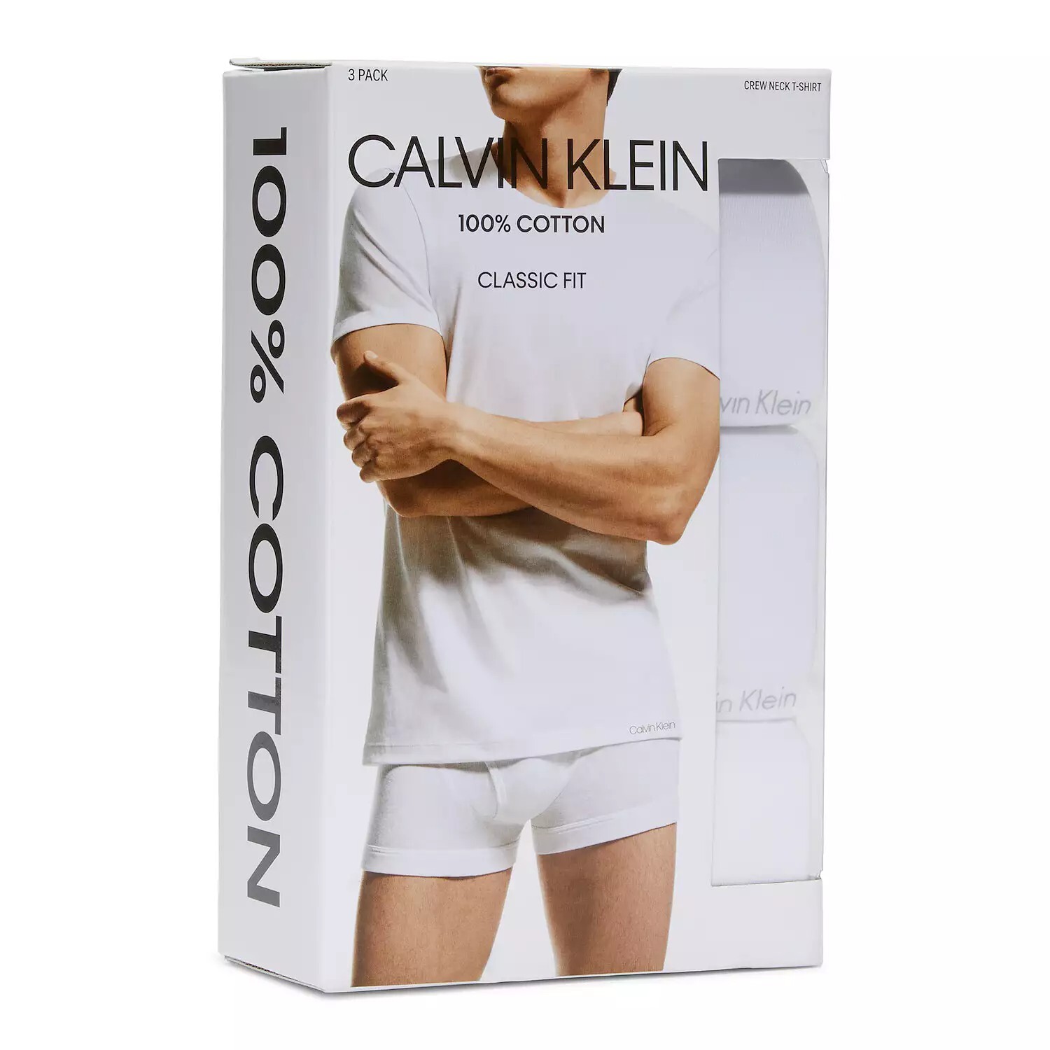 Calvin Klein Men’s Undershirts Cotton Classics 3 Pack Crew Neck White Size Large