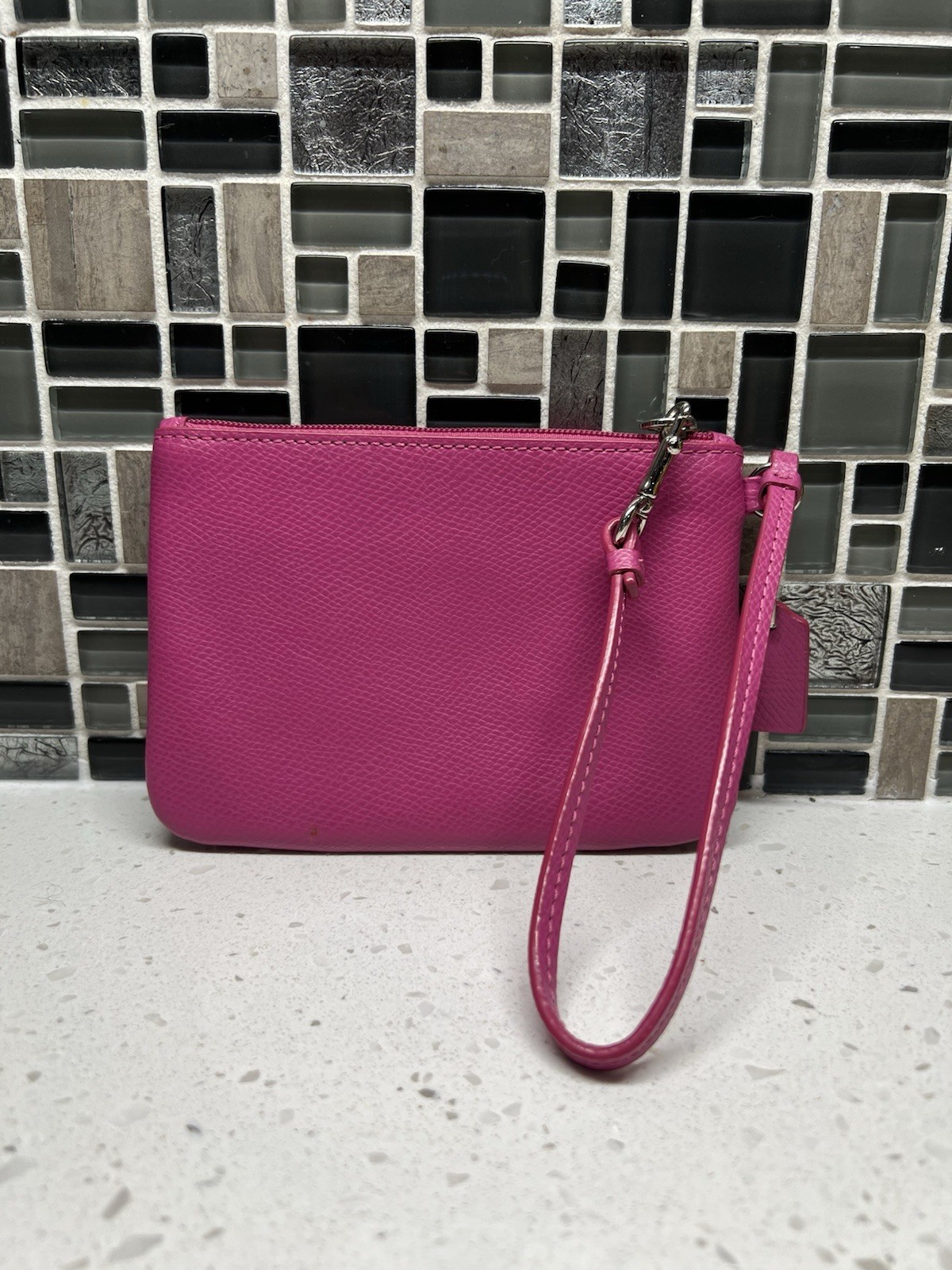 Coach Pink Darcy Bow Wristlet w/ Bow Logo Accents, Lined Inner Pockets
