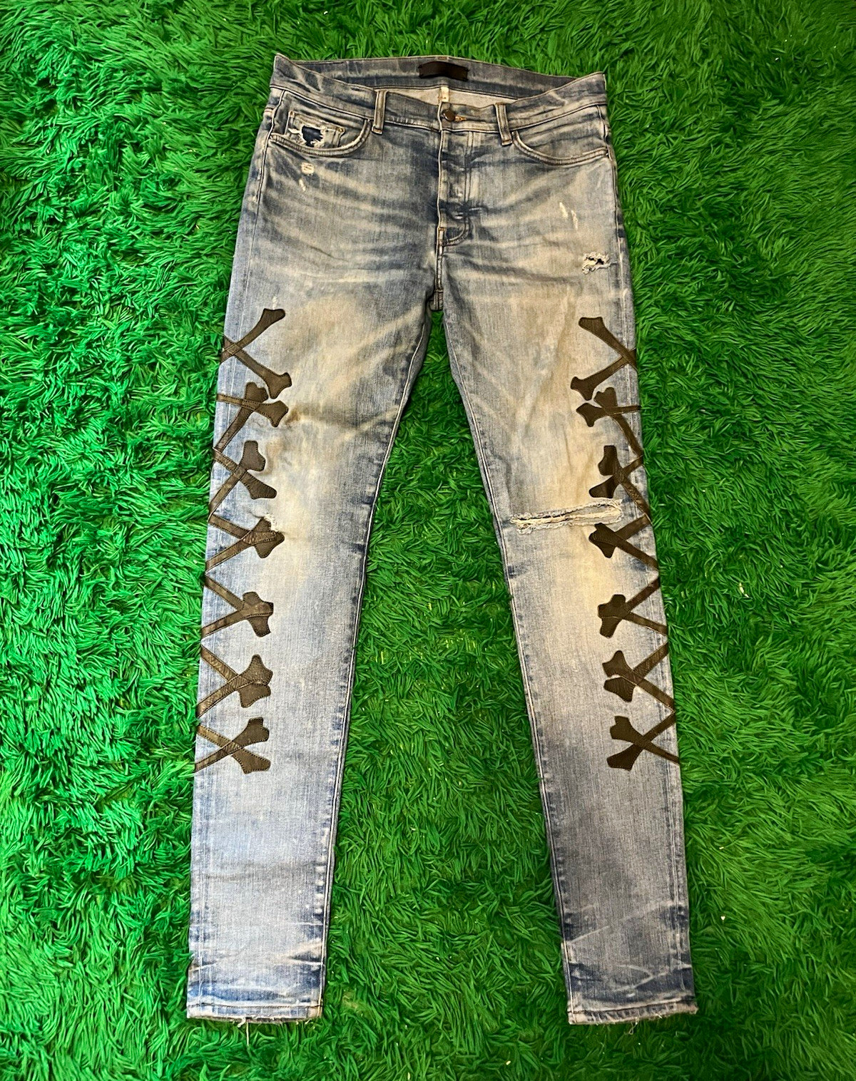 Amiri Camo Bones clay indigo Jeans size 34