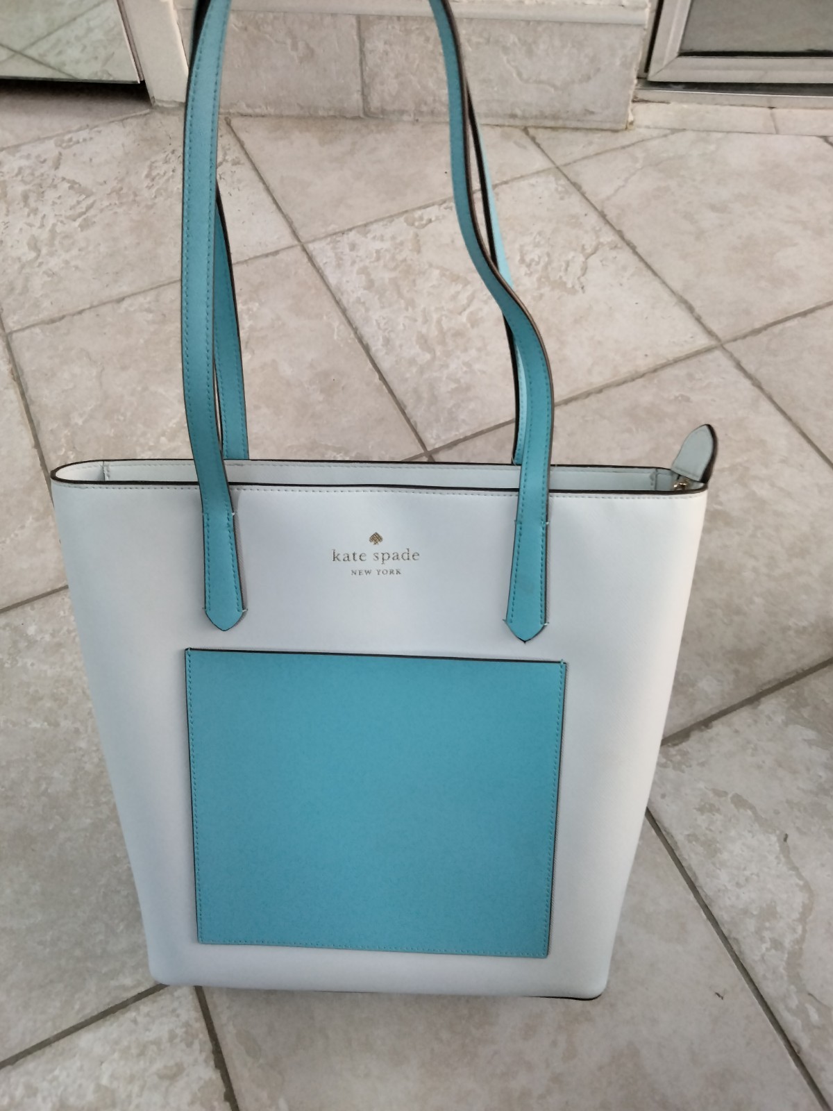 Kate Spade New York Daily Tote Zip Shoulder Bag Crisp Sky Multi Multi Leather