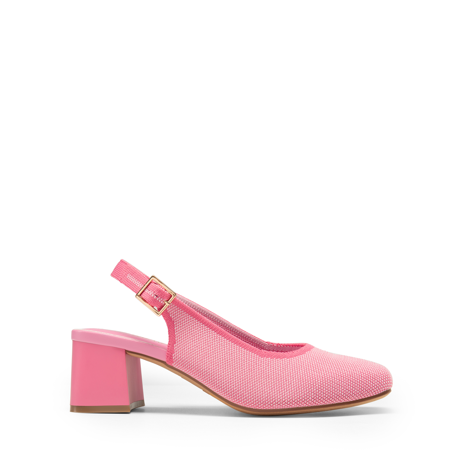 Women Slingback Pump Shoes Low Chunky Heel Square Toe Slip On Pump Shoes