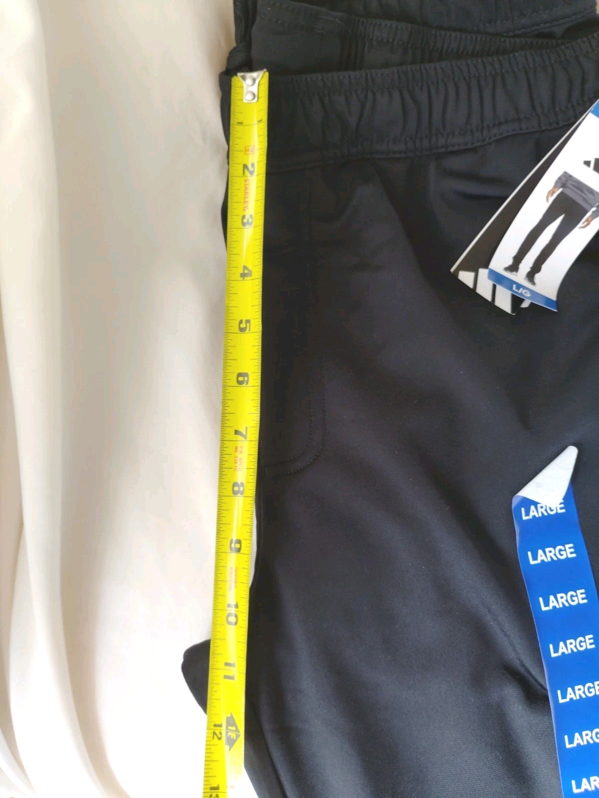 ADIDAS Tricot Men’s Size Large Black/Black Stitched Logo 12″ Leg Zip Track Pants
