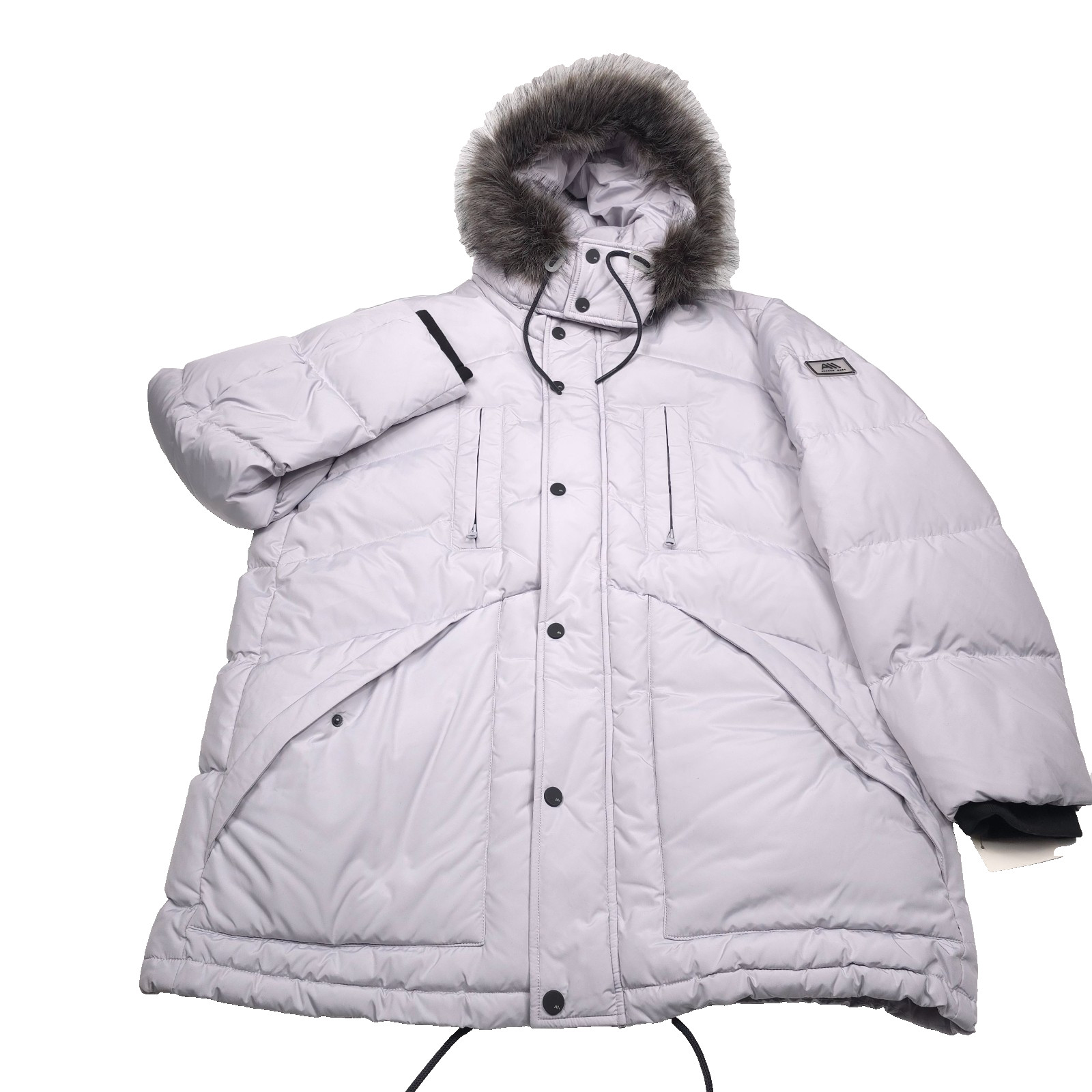 Andrew Marc Tremont Parka Coat Mens XL Moon Gray Hybrid Down Removable Hood
