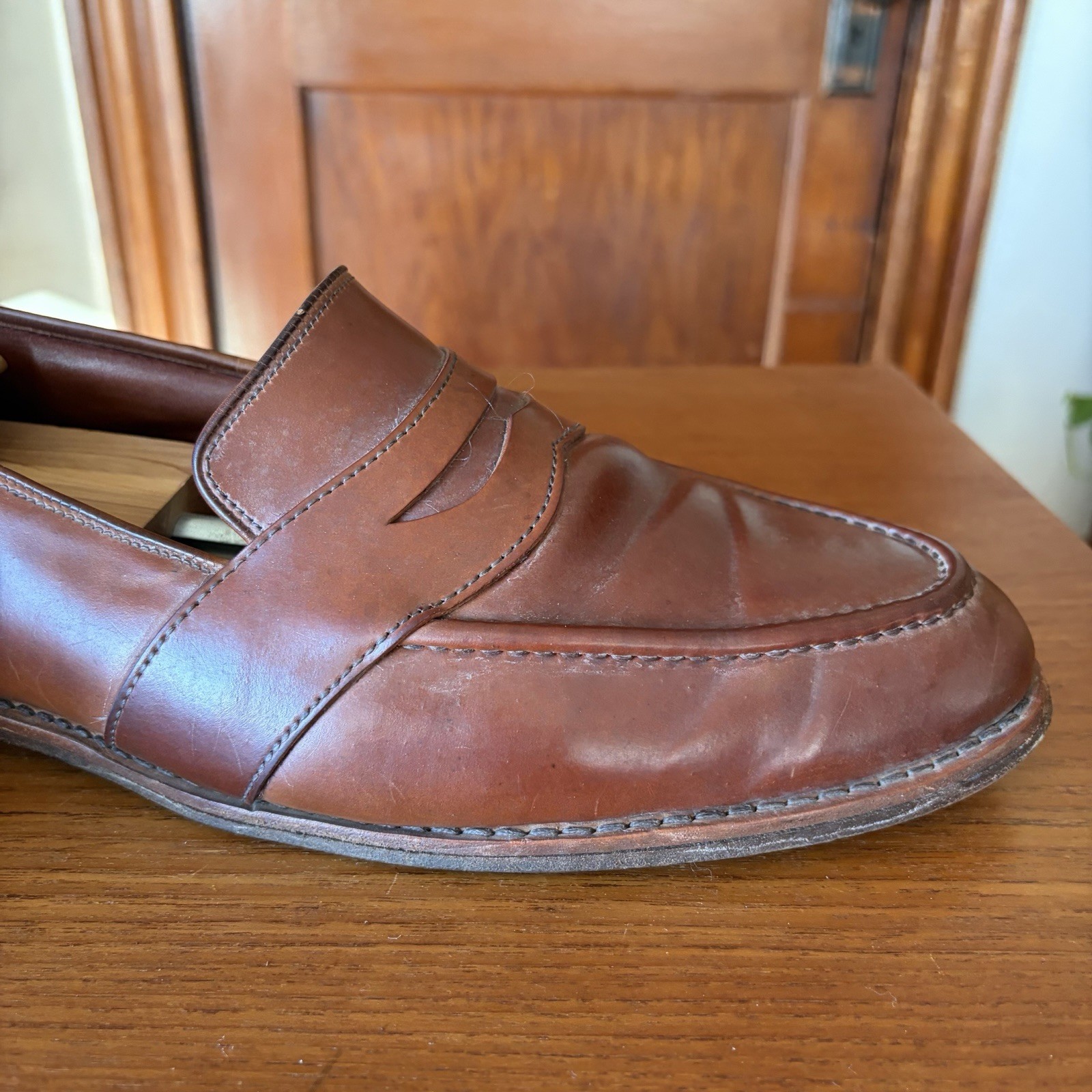 ALLEN EDMONDS 13EEE NATURAL SHELL CORDOVAN RANDOLPH LOAFERS SHOES 13 3E