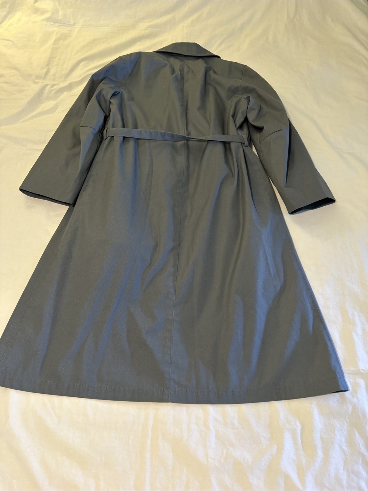 Vintage London Fog MainCoat Grey Blue Womens 6 Reg USA Full Length Lined Belted