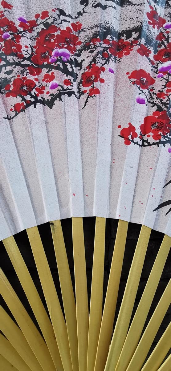 35″ Oriental Feng Shui Wall Fan-Pink Plum Blossom