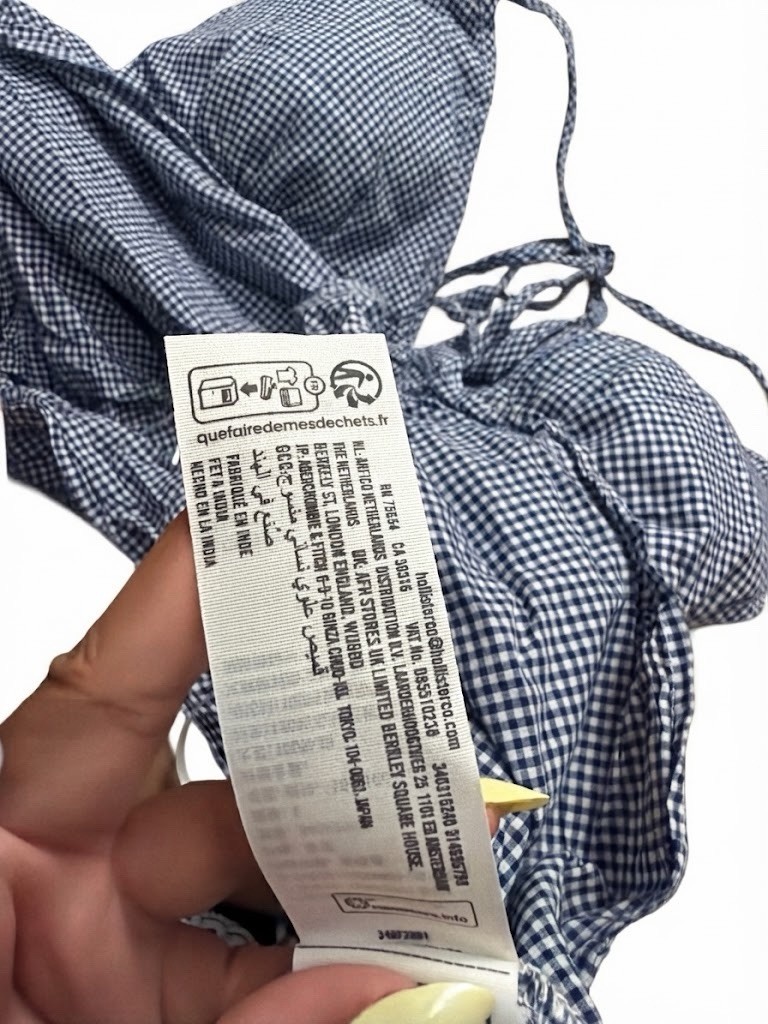 Hollister Women’s Blue White Gingham Halter V-Neck Button Front Tank Top L
