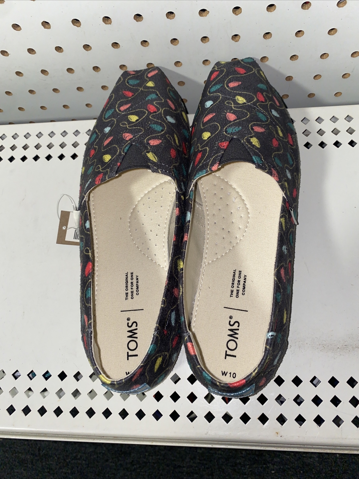 TOMS Belmont Forged Iron Christmas Tree Lights Womens Slip On Flats Size 6