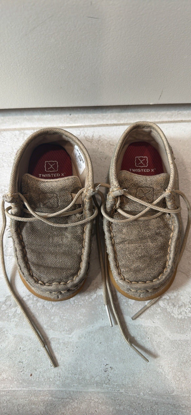 Twisted X Unisex Kids Tan Leather Moccasin Lace-Up Shoes 8M M ICA0005