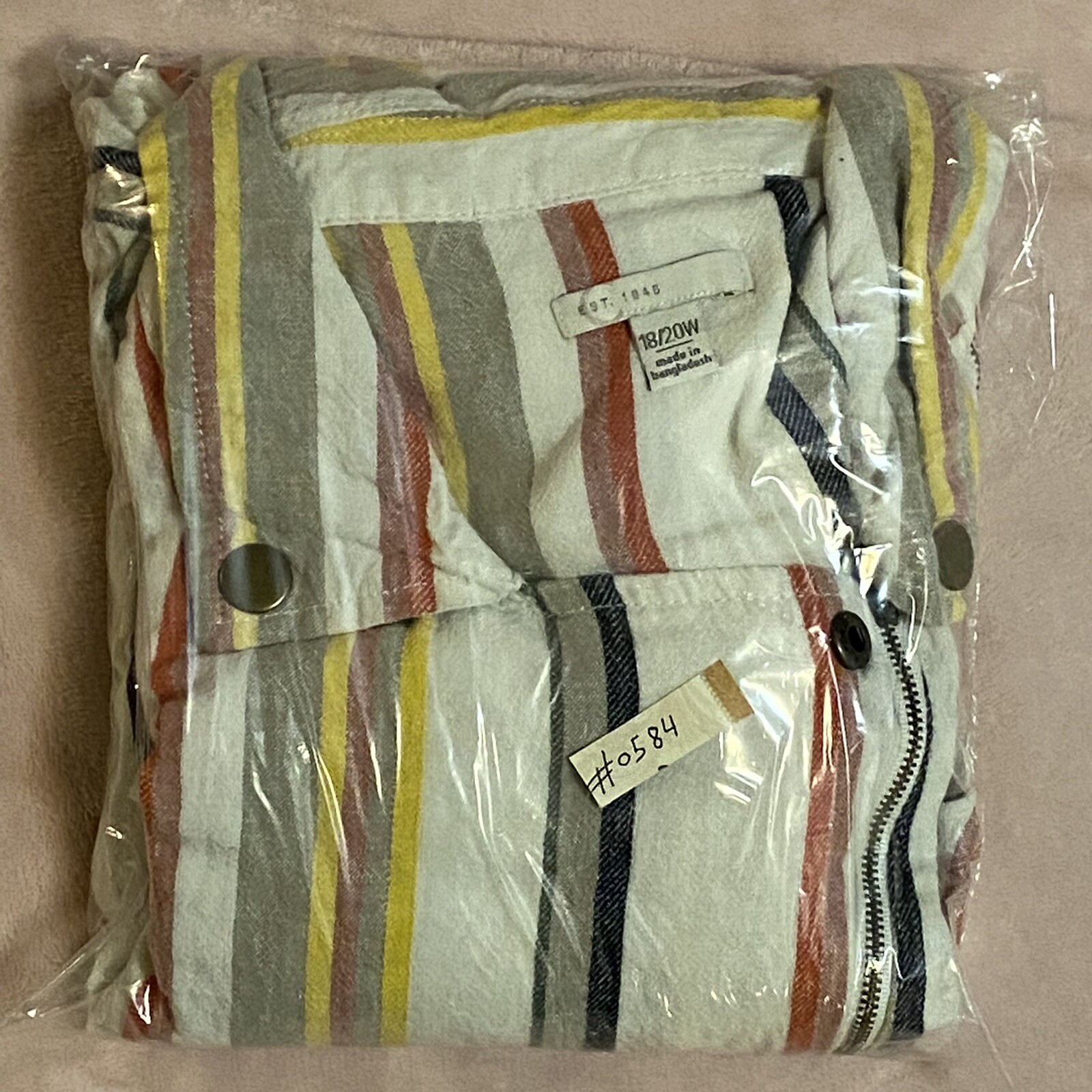 Est. 1946 Women’s Zip Up Collared Vertical Striped Long Sleeve Shirt Size 18/20W
