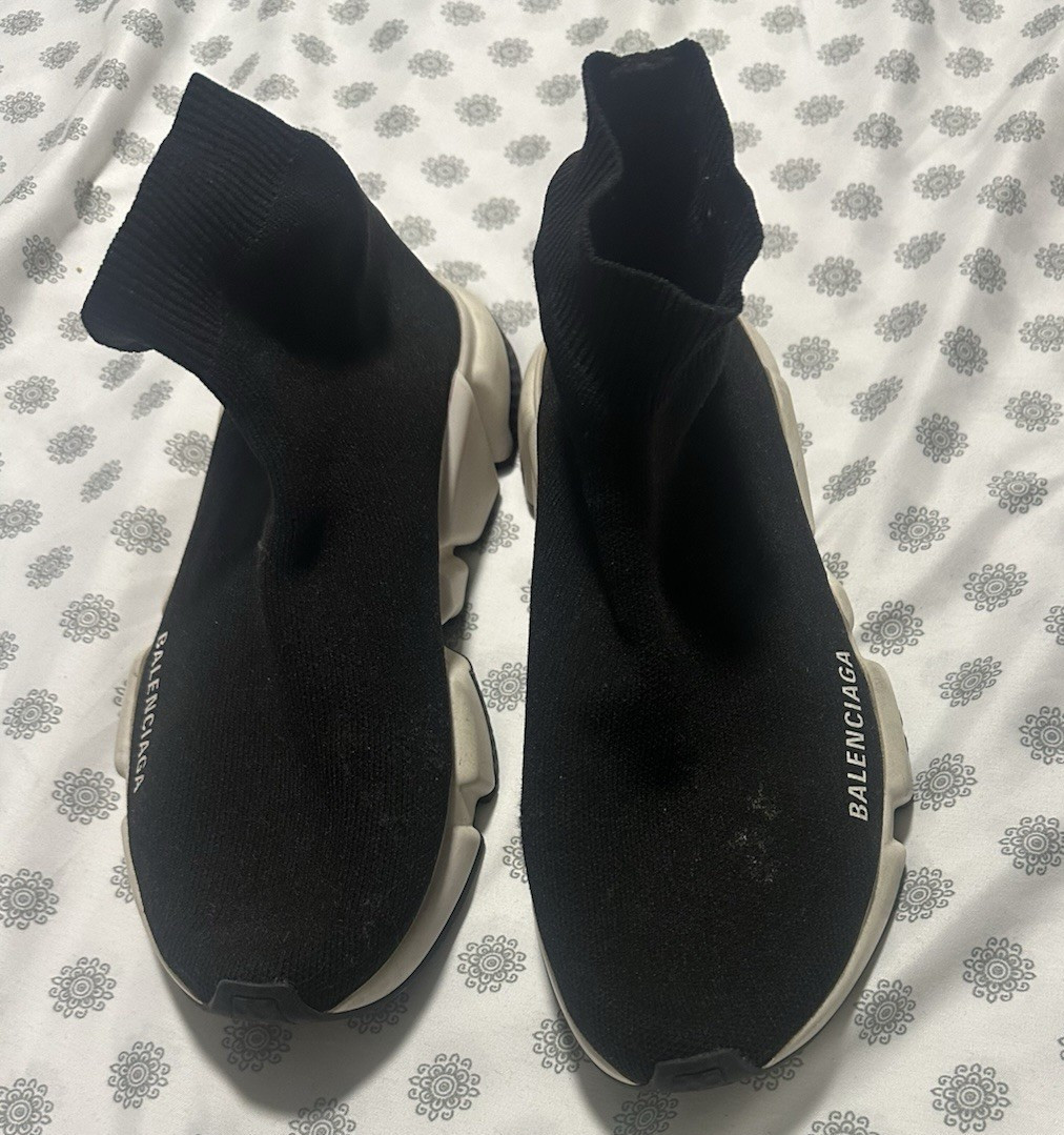 Balenciaga Speed Trainer Slip-On Sock Sneaker Black White Mid Top Rubber
