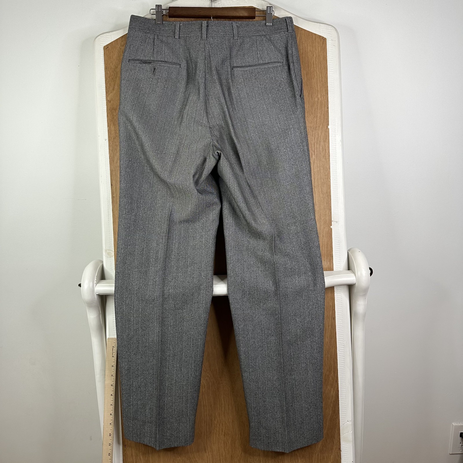VTG Hart Schaffner Marx Suit Mens 40L Gray Pinstripe 2 Button Wool 34×32 Tweed