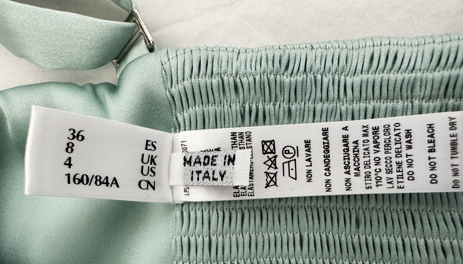 La Perla Turquoise Silk V Neck Shirred Back Panel Hook Eye Crop Top 4 US 40 IT