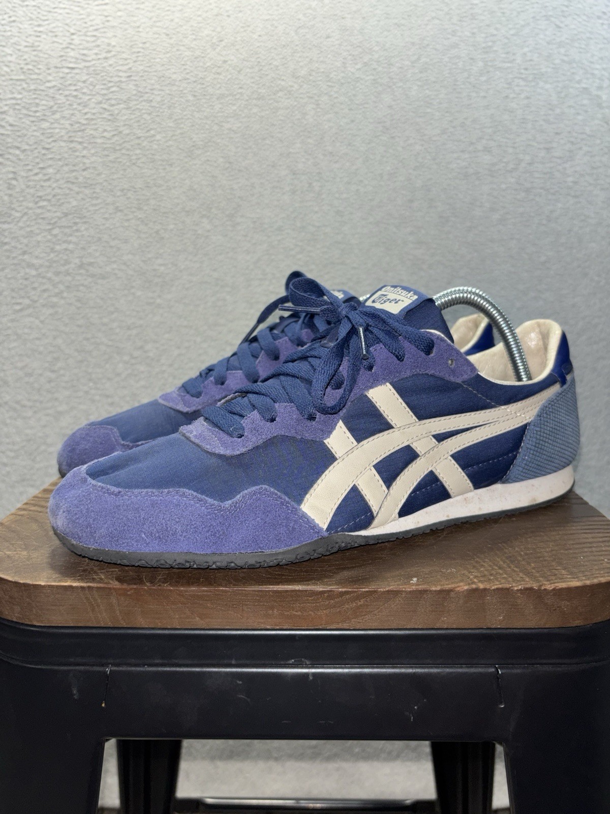 Onitsuka Tiger SERRANO sneakers Navy Blue Suede With White Men Sz 9.5 Men