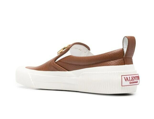 VALENTINO GARAVANI Vlogo Plaque Slip-on Sneakers In Brown – $850 – EU 42 / US 9