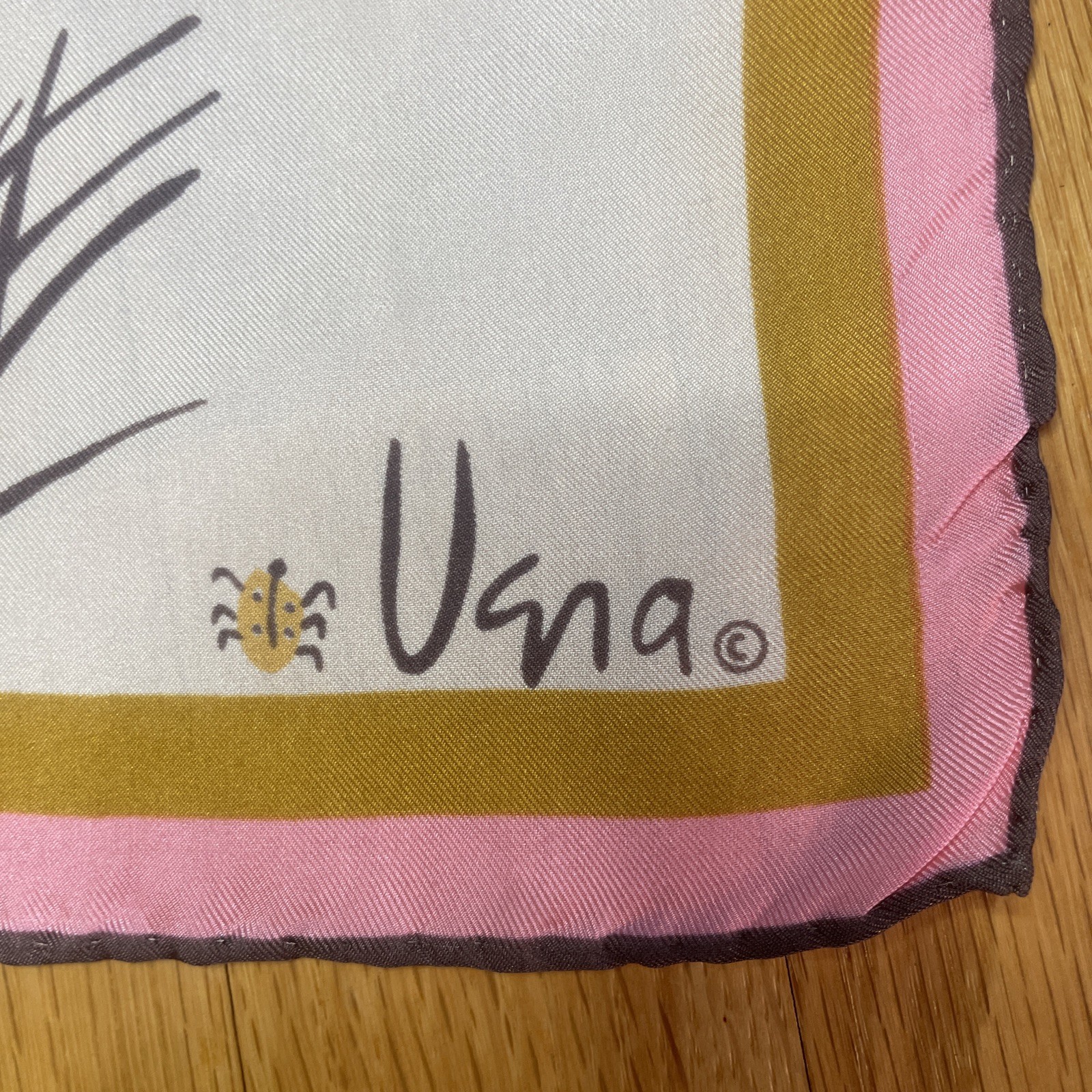 VERA All Silk Japan Hand Crafted PINK Tan NECKERCHIEF SILK SCARF