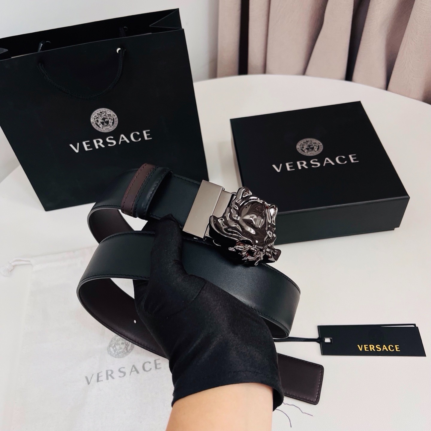Authentic Versace La Medusa Men’s Leather Belt