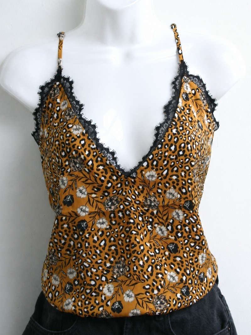 Leopard Print Lace Cami Top Y2K Going Out Summer Festival Boho