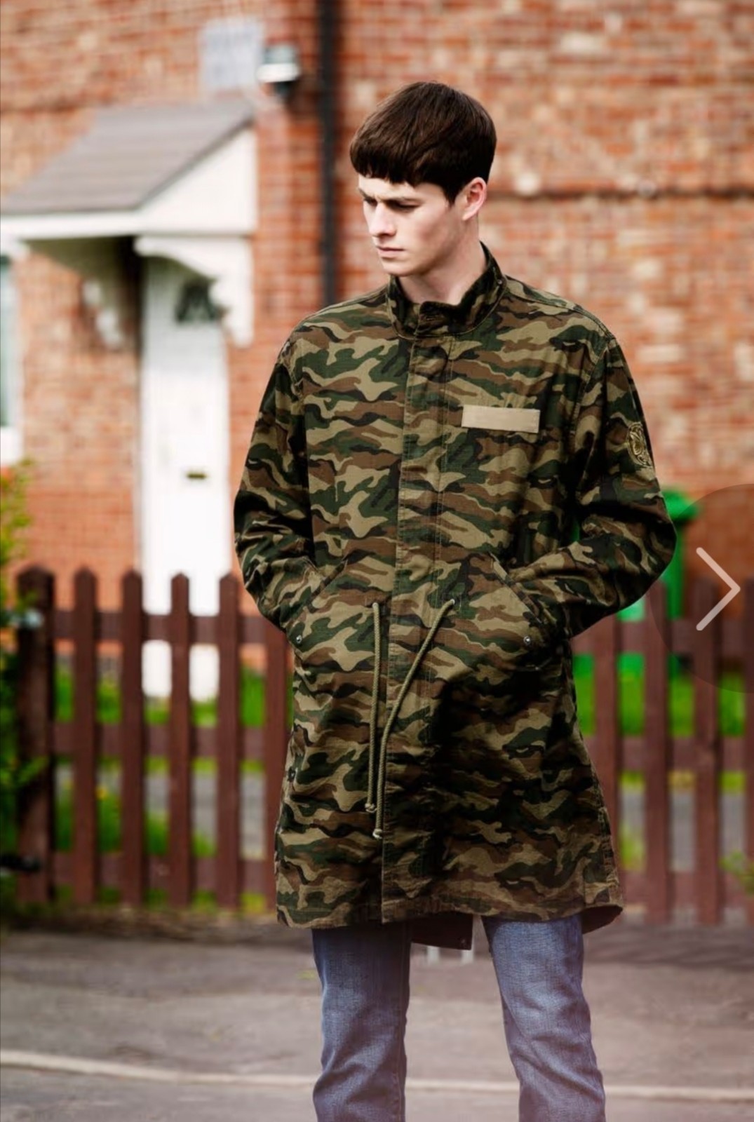 Pretty Green Men’s Camo Deansgate Parka Liam Gallagher Jacket Fishtail Sz Large